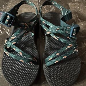 Chaco Green and Black Sandals
